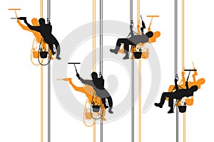 Industrial climber, alpinism. Silhouette. Logo, sign. Vector isolated