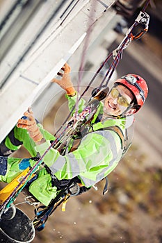 Industrial climber during insulation works