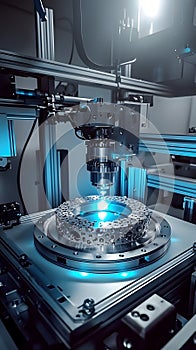 Industrial close-up of advanced machining process