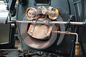 Industrial coffee roasting machines close up