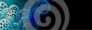 Industrial Cogs Gears Banner Background. digital telecom technology