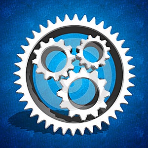 Industrial cogs gears on blue background