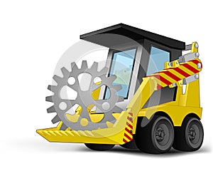 Industrial cogwheel on vehicle bucket transportation vector