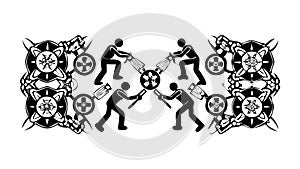 Industrial Collaboration Mechanical Workforce, vector design Generative AI