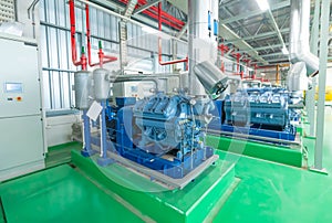 Industrial compressor refrigeration station at manufacturing factory