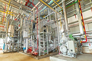 Industrial compressor refrigeration station at manufacturing factory