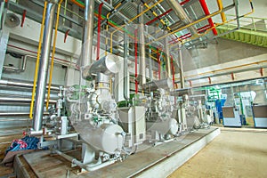 Industrial compressor refrigeration station at manufacturing factory