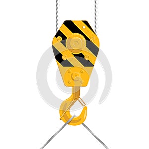 Industrial construction crane hook isolated on white background