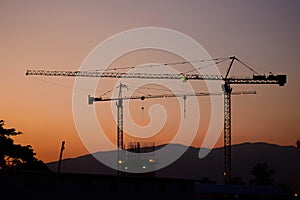 Industrial construction cranes building
