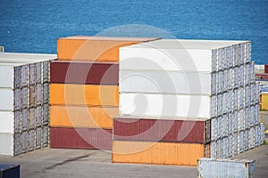 Industrial Container Cargo freight ship for Logistic Import Export concept.