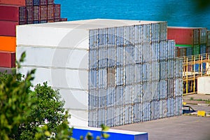 Industrial Container Cargo freight ship for Logistic Import Export concept.