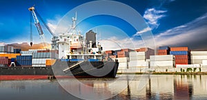 Industrial container in ocean ship