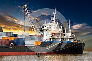 Industrial container in ocean ship