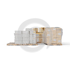 Industrial containers stacked for shipping isolated on white