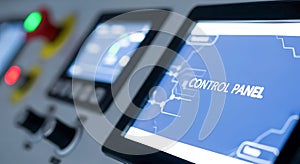 Industrial Control Panel with Digital Displays and Buttons