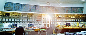 Industrial control panel at the energy plant. Energy and power generation