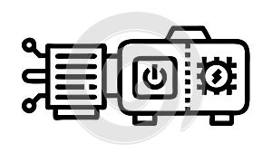 Industrial control panel with gears and power button, vector design Generative AI