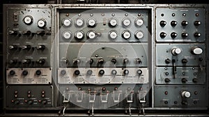 An industrial control panel with various switches and dia two created with generative AI
