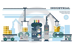 Industrial conveyor belt line vector illustration