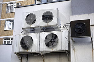 Industrial cooling unit at factory exterior equipment