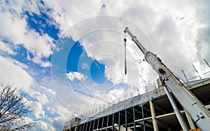 Industrial crane at construction