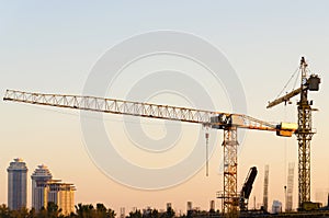 Industrial cranes building in the city