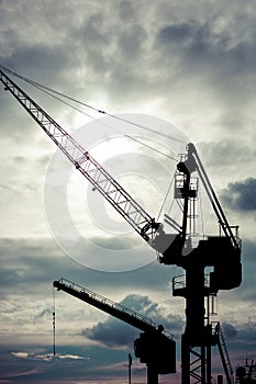 Industrial cranes in Gdansk shipyards photo