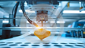 industrial 3D printer creating a prototype object with precision laser technology in a modern manufacturing environment