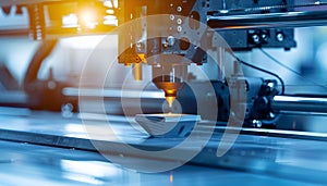 industrial 3D printer creating a prototype object with precision laser technology in a modern manufacturing environment