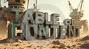 Industrial 3D Table of Content in Desert Scene