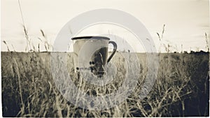 Industrial Decay: A Cup Amidst Tall Grass