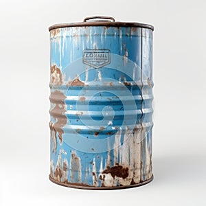 Industrial Decay: Stunning Shot of a Rusty Blue Oil Barrel