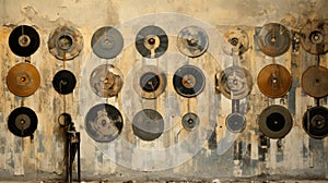 Industrial Decay: Vinyl Discs On Wall By Marie Pelosini