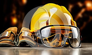 Industrial Defense The Essential Yellow Helmet and Safety Goggles