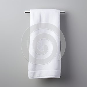 Industrial Design: A Stylish White Towel Hanging On Metal Surface