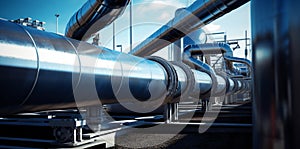 Industrial Detail: Close-up View of a Large Pipe in Gas Pipeline. Generative ai