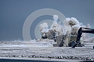 Detonator blast on the construction site