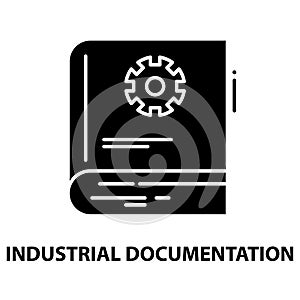 industrial documentation icon, black vector sign with editable strokes, concept illustration