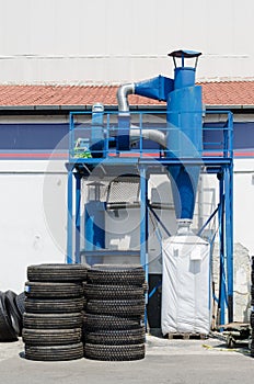 Industrial dust collector of truck tire retread factory