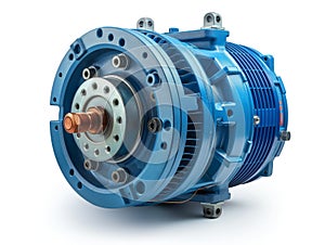Industrial Electric Motor on White Background