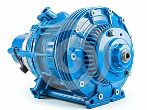 Industrial Electric Motor on White Background