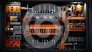 Industrial electrical cabinet, electrical equipment cell for a transformer substation with circuit breakers and relays