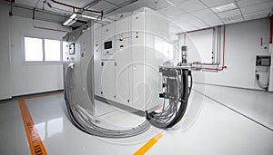 Industrial electrical room with machinery