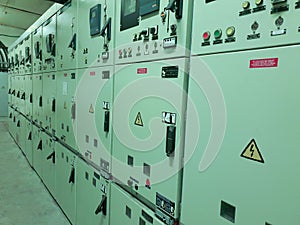 Industrial electrical substation. Electrical equipment.