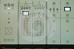 Industrial electrical switch panel in control room