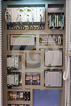 Industrial electrical switch panel in control room