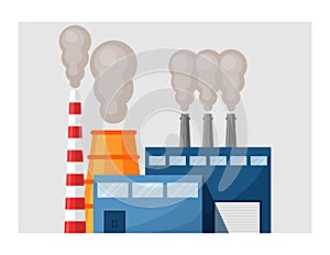 Industrial emissions into atmosphere illustration. Environmental pollution through emissions into atmosphere of