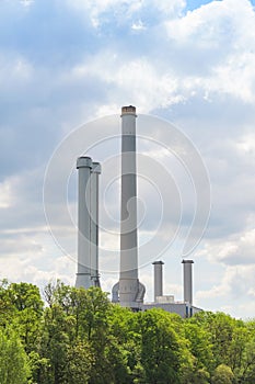 Industrial emissions from plant chimney