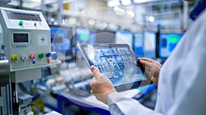 Industrial engineer analyzing production processes photo