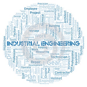 Industrial Engineering typography word cloud create with the text only